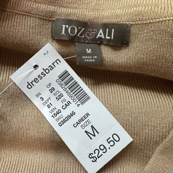 Roz & Ali Dressbarn NWT beige lightweight sweater medium - Picture 6 of 7